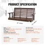Wooden Porch Swing 4.5 ft, Patio bench swing for Courtyard & Garden, Upgraded 880 lbs Strong Load Capacity, Heavy Duty Swing Cha