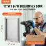 BBQ Access Door, 432x610 mm Single Outdoor Kitchen Door, Stainless Steel Flush Mount Door, Wall Vertical Door with Handle, for B