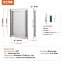 BBQ Access Door, 432x610 mm Single Outdoor Kitchen Door, Stainless Steel Flush Mount Door, Wall Vertical Door with Handle, for B