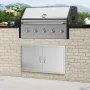 BBQ Access Door, 915x533 mm Double Outdoor Kitchen Door, Stainless Steel Flush Mount Door, Wall Vertical Door with Handles, for 