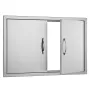 BBQ Access Door, 838x558 mm Double Outdoor Kitchen Door, Stainless Steel Flush Mount Door, Wall Vertical Door with Handles, for 