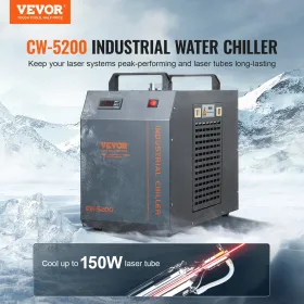 Industrial Water Chiller, CW-5200, Industrial Water Cooler Cooling System with Built-in Compressor 7L Water Tank Capacity 18 L/m