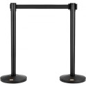Crowd Control Stanchions, 2-Pack Crowd Control Barriers, Carbon Steel Baking Painted Stanchion Queue Post med 11ft sort