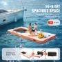 Inflatable Floating Dock, 15x6.5FT Inflatable Dock Platform with 4*6FT Trampoline Mesh Pool, Non-Slip Floating Platform Water Ma