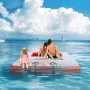 Inflatable Floating Dock, 15x6.5FT Inflatable Dock Platform with 4*6FT Trampoline Mesh Pool, Non-Slip Floating Platform Water Ma