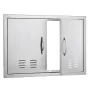 BBQ Access Door, 762x533 mm Double Outdoor Kitchen Door, Stainless Steel Flush Mount Door, Wall Vertical Door with Handles and