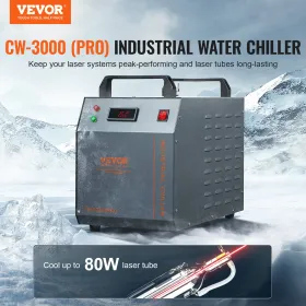 Industrial Water Chiller CW-3000 (Pro), 150W luftkølet industrielt vandkølerkølingssystem med 12L vandtank, 18L/min Max