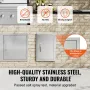 BBQ Access Door, 355x508 mm Single Outdoor Kitchen Door, Stainless Steel Flush Mount Door, Wall Vertical Door with Handle, for