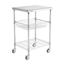Kitchen Utility Cart, 3 Tiers, Wire Rolling Cart with 470LBS Capacity, Steel Service Cart on Wheels, Metal Storage Trolley with