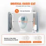 Raised Toilet Seat, 7-Position Height Adjustment 490 - 640 mm, 158.7 kg Weight Capacity, with Comfort Padded Aluminum Frame, Uni