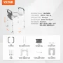 Raised Toilet Seat, 7-Position Height Adjustment 490 - 640 mm, 158.7 kg Weight Capacity, with Comfort Padded Aluminum Frame, Uni