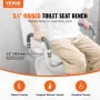 Hævet toiletstol, 3,5 "Højde hævet, 300 lbs vægtkapacitet, til