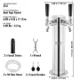 Dual Taps Draft Beer Tower Dispenser, Stainless Steel Keg Beer Tower, Kegerator Tower Kit with Pre-Assembled Tubing and Self-Clo