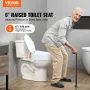 Raised Toilet Seat, 6" Height Raised, 300 lbs Weight Capacity, Universal Toilet Seat Riser, Screw Rod Locking, with Toilet Seat,