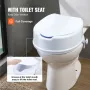 Raised Toilet Seat, 6" Height Raised, 300 lbs Weight Capacity, Universal Toilet Seat Riser, Screw Rod Locking, with Toilet Seat,