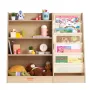 4-Tier Kids Wooden Bookshelf, Six-Layer Sling Bookcase, Baby Storage Book Rack, Book Toy Organizer Cabinet, for Kids Room, Playr