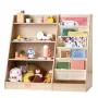 4-Tier Kids Wooden Bookshelf, Six-Layer Sling Bookcase, Baby Storage Book Rack, Book Toy Organizer Cabinet, for Kids Room, Playr