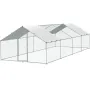 Large Metal Chicken Coop with Run, 3 x 7.83 x 1.99 m Walk-in Chicken Runs for Yard with Cover, Spire Roof Hen House with Securit
