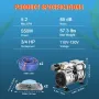 Pond Aerator Lake Pond Aeration Kit 3/4 HP w/ 2x 3048 cm Tubes 2x 20 cm Diffusers
