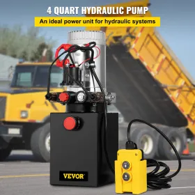 Hydraulic Pump 12V DC Double Acting Hydraulic Power Unit 4L Steel Tank Hydraulic Pump Power Unit for Dump Trailer Car Lifting