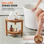 Corner Teak Shower Bench, 17" Height 12" Radius, 100% Teak Wood Corner Shower Beach, Mold-resistant, 300 LBS with Storage Shelf,