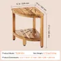 Corner Teak Shower Bench, 17" Height 12" Radius, 100% Teak Wood Corner Shower Beach, Mold-resistant, 300 LBS with Storage Shelf,