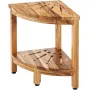 Corner Teak Shower Bench, 17" Height 12" Radius, 100% Teak Wood Corner Shower Beach, Mold-resistant, 300 LBS with Storage Shelf,