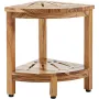 Corner Teak Shower Bench, 17" Height 12" Radius, 100% Teak Wood Corner Shower Beach, Mold-resistant, 300 LBS with Storage Shelf,