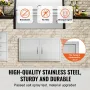 BBQ Access Door, 863x482 mm Double Outdoor Kitchen Door, Stainless Steel Flush Mount Door, Wall Vertical Door with Handles, for
