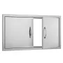 BBQ Access Door, 863x482 mm Double Outdoor Kitchen Door, Stainless Steel Flush Mount Door, Wall Vertical Door with Handles, for