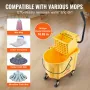Mop Bucket with Wringer, 26 Qt. Commercial Mop Bucket with Side Press Wringer, Side-Press Mop Bucket and Wringer Combo on Wheels