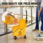 Mop Bucket with Wringer, 26 Qt. Commercial Mop Bucket with Side Press Wringer, Side-Press Mop Bucket and Wringer Combo on Wheels