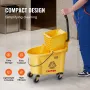 Mop Bucket with Wringer, 26 Qt. Commercial Mop Bucket with Side Press Wringer, Side-Press Mop Bucket and Wringer Combo on Wheels