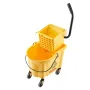 Mop Bucket with Wringer, 26 Qt. Commercial Mop Bucket with Side Press Wringer, Side-Press Mop Bucket and Wringer Combo on Wheels