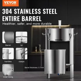 304 Kedel af rustfrit stål, 60 L Beer Brew Fermentor, Brew Bucket Fermentor til Brewing, hjemmebryggeri med base,