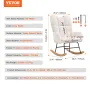 Nursery Rocking Chair, 250 lbs Weight Capacity Teddy Fabric Upholstered Glider Rocker Chair with Soft Seat and High Backrest, Nu