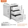 18x23 Inch Outdoor Kitchen Stainless Steel Triple Access BBQ Drawers with Chrome Handle, 18 x23 x 23 Inch