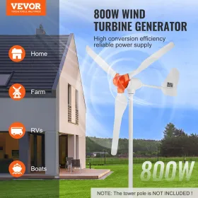 800W Wind Turbine Generator 12V 3-Blade Wind Turbine Kit & MPPT Controller