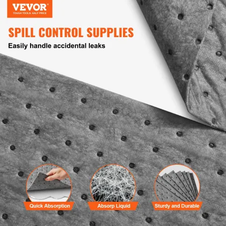 Spill Absorbent Pads, Universal Absorbing Mat Absorbs up 45.4 L, 330 x 250 mm Polypropylene Absorbent Pad for Oil, Water and Oth
