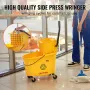 Mop Bucket with Wringer, 35 Qt. Commercial Mop Bucket with Side Press Wringer, Side-Press Mop Bucket and Wringer Combo on Wheels