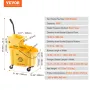 Mop Bucket with Wringer, 35 Qt. Commercial Mop Bucket with Side Press Wringer, Side-Press Mop Bucket and Wringer Combo on Wheels