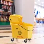 Mop Bucket with Wringer, 35 Qt. Commercial Mop Bucket with Side Press Wringer, Side-Press Mop Bucket and Wringer Combo on Wheels