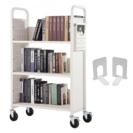 Book Cart, 330 lbs Library Cart, 31.1" x 15.2" x 49.2" Rolling Book Cart, Single Sided L-Shaped Flat Shelves with 4-Inch