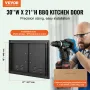 BBQ Access Door, 762x533 mm Double Outdoor Kitchen Door, Cold Plate Flush Mount Door, Wall Vertical Door with Handles and Ventss