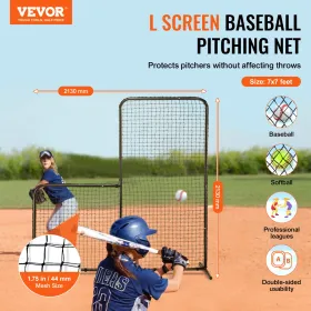 L Screen Baseball for Batting Cage, 7x7 ft Baseball Softball Safety Screen, Body Protector Portable Batting Screen with Carry Ba