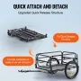 Bike Cargo Trailer, 72.5 kg Load Capacity, Heavy-Duty Bicycle Wagon Cart, Foldable Compact Storage & Quick Release with Universa