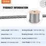 T316 Rustfrit stål Wire Rope Kabel Høj styrke Spænding
