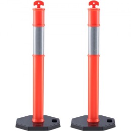 Traffic Delineator Post Cones, 2 Pack, Traffic Safety Delineator Barrier with 16.93 x 16.93 in Rubber Base, for Traffic Control