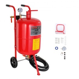10 Gallon/38L Sandblaster Equipped with Nozzle Shut-Off Valve Pressure Gauge Ceramic Nozzle Rubber Wheels Grit Blasting Blast
