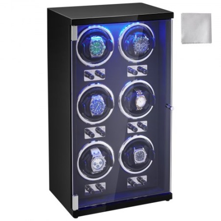 Watch Winder for 6 Automatic Watches with 6 Quiet Japanese Mabuchi Motors